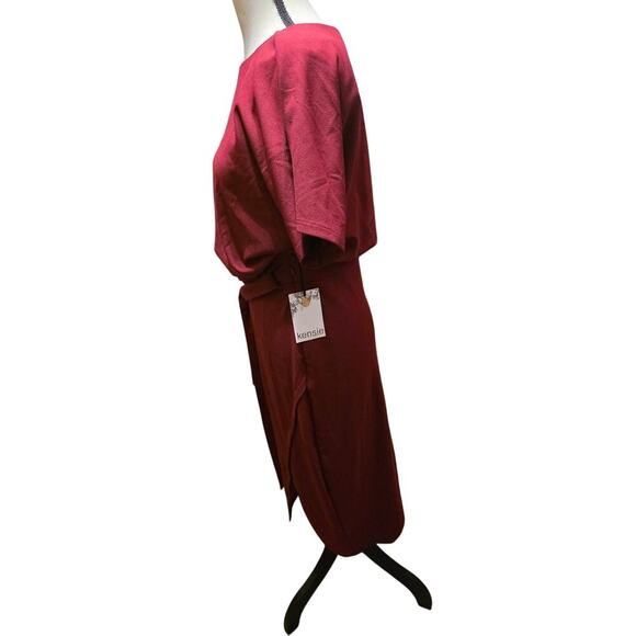 Kensie Belted Midi Dress – Deep burgundy – Size 4 - Picture 3 of 5